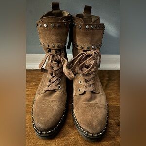 Sam Edelman Studded Brown Lace-Up Boots